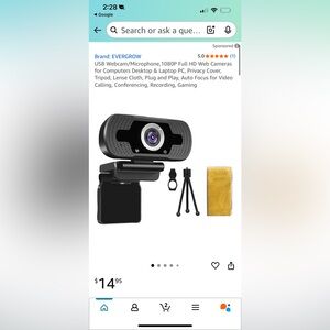 Evergrow- High-Definition Black Webcam